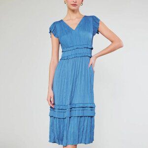 Sereia Pleated Midi Dress - Light Blue in Size S